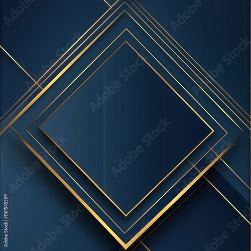 Abstract navy blue and gold geometric background.