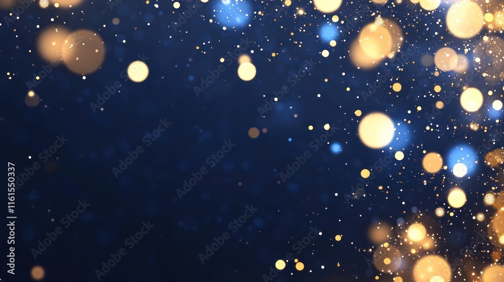 Obraz premium Blue and Gold Bokeh Frame on Abstract Background