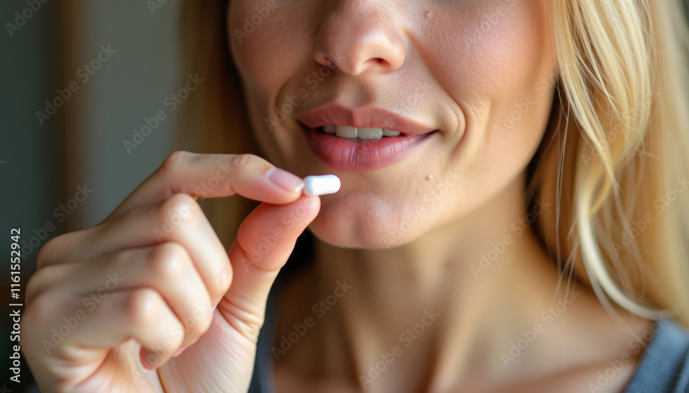 Woman Taking a Pill - Health and Wellness Woman Taking a Pill - Health and Wellness