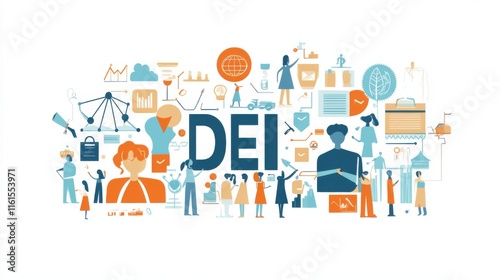 Diversity Equity Inclusion DEI Initiative Concept  Illustrative Graphic Design