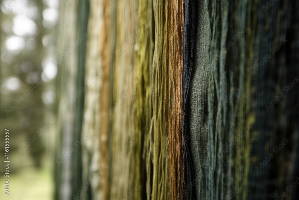 Naturally Dyed Yarn Hanging Outdoors in Soft Light Naturally Dyed Yarn Hanging Outdoors in Soft Light