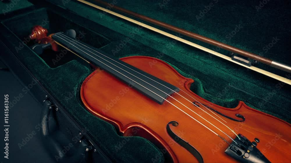 Violin Revealed And Picked Up From Case Violin Revealed And Picked Up From Case