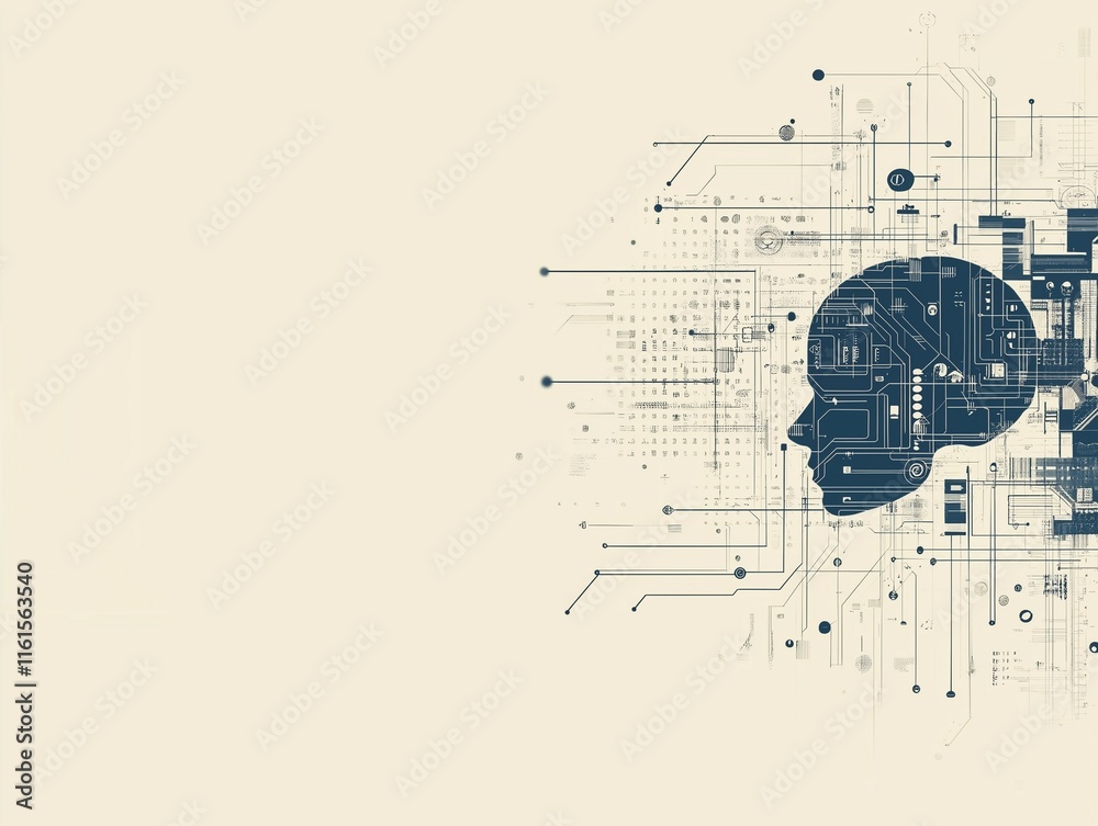 Obraz premium Circuit Design Merged with Human Silhouette