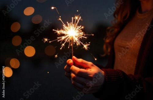 Hand Holding Sparkler. 