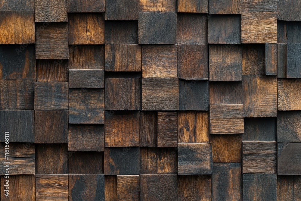 Dark brown wooden cube wall texture background. (2) Dark brown wooden cube wall texture background. (2)
