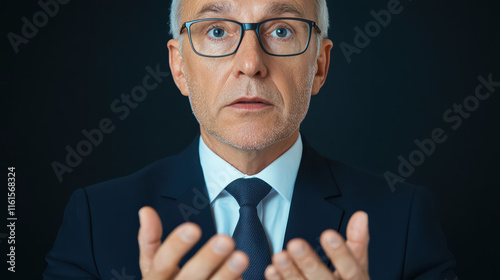 lawyer passionately speaking with open hands, conveying urgency and sincerity photo