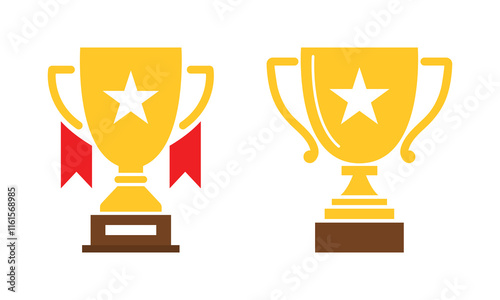 Vector Golden Award For Winner Icons. Trophy Icon Set