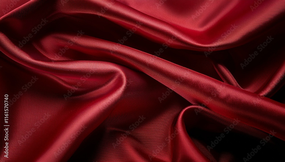 Obraz premium A close-up of flowing, dark red satin fabric