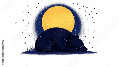 Winter Hibernation: Bear Sleeping Under Blanket - An Illustration Depicting the Concept of Hibernation