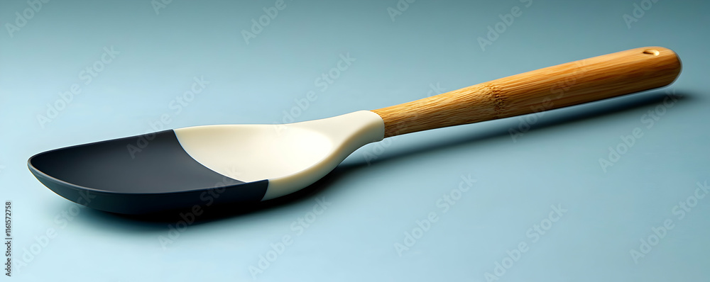 Stylish Two-Tone Silicone and Bamboo Kitchen Spoon Product Photography Stylish Two-Tone Silicone and Bamboo Kitchen Spoon Product Photography