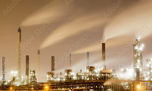 фотографія Petrochemical tanks at night, The Netherlands