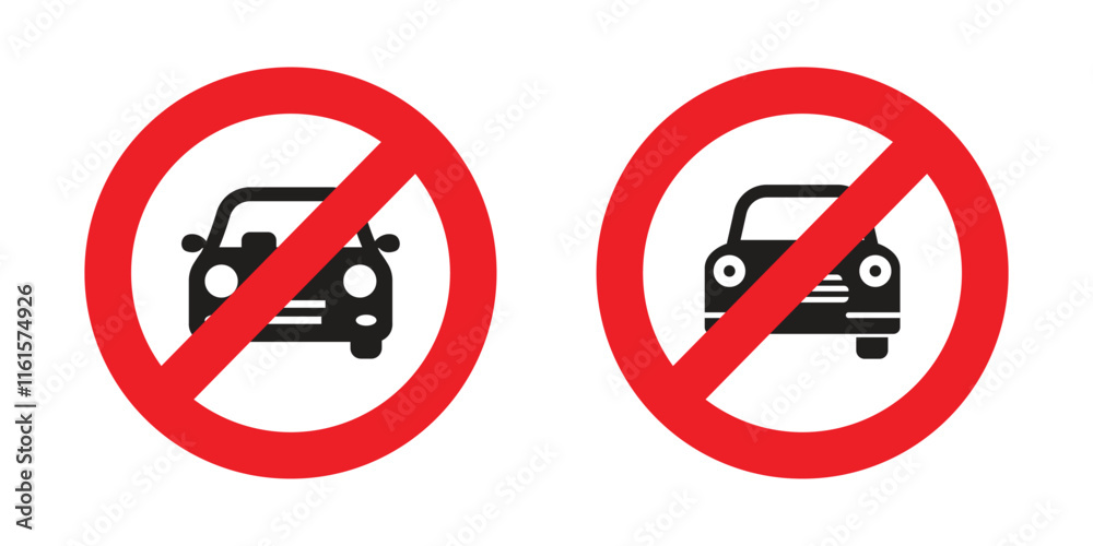 Vector No Car Signs. No Car Icon Symbols. No Parking Icon Symbols Vector No Car Signs. No Car Icon Symbols. No Parking Icon Symbols