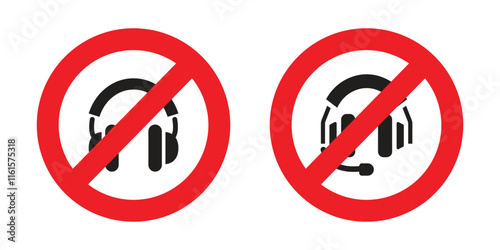 Vector No Headphone Signs. No Headphone Icon Symbols. No Headphone Icon Set