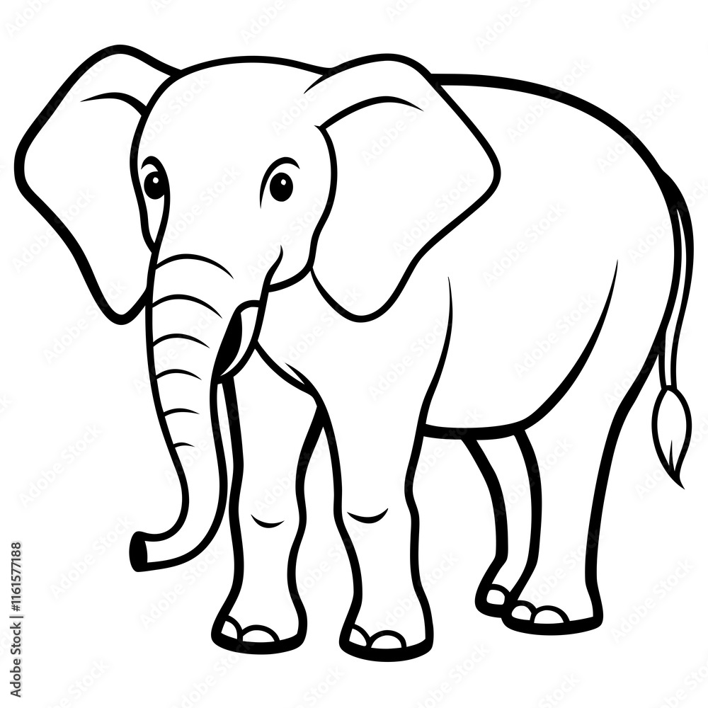 Elephant Silhouette on White Background Elephant Silhouette on White Background