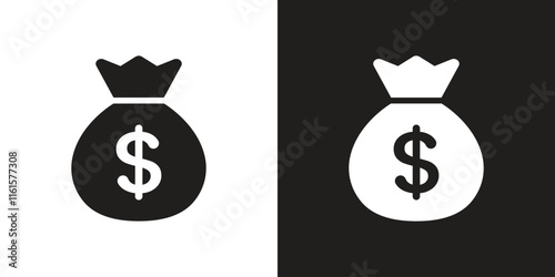 Vector Money Sack Icons Black And White