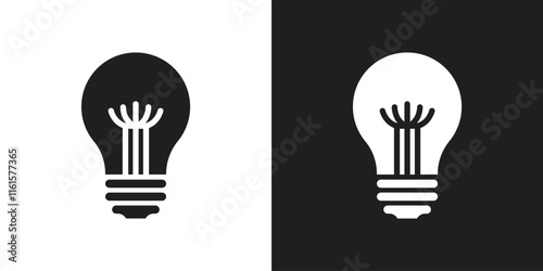 Vector Light Bulb Icons Black And White