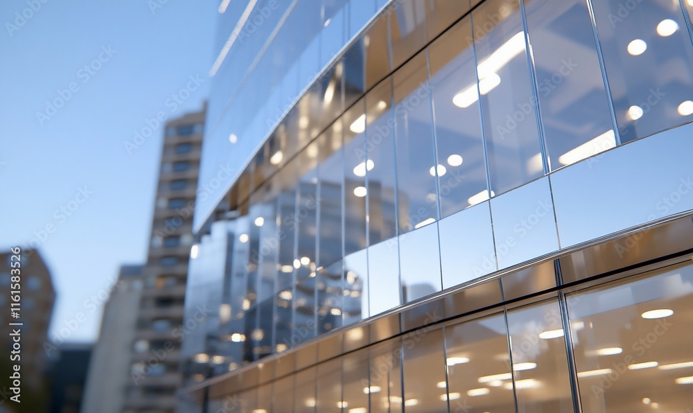 A modern glass building reflecting urban surroundings. A modern glass building reflecting urban surroundings.