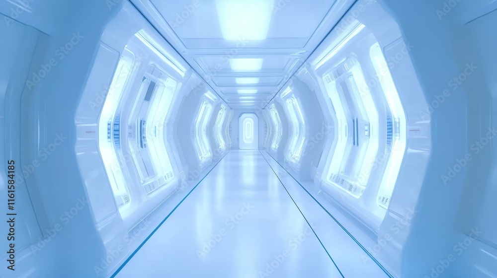 Obraz premium A tech-savvy environment in a modern server room with well-organized racks and cables illuminated by soft white lighting