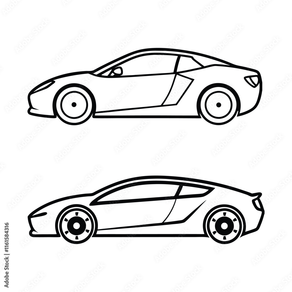 Sports car vector line art illustration bundle