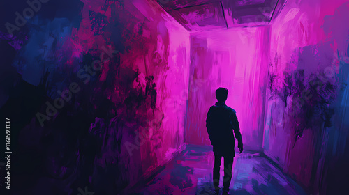 Nauseating encounter, a visceral scene evoking deep discomfort and revulsion, emphasizing unsettling textures and unsettling colors in the environment. Vesperal. Illustration