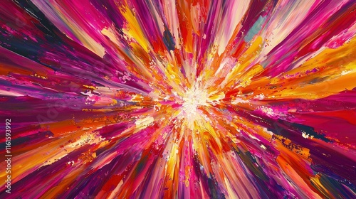 Abstract vibrant explosion of color, radiating outwards from a central point. photo