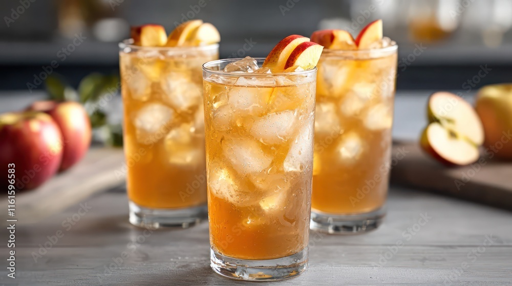 Classic apple cider cocktail with a twist, presented stylishly Classic apple cider cocktail with a twist, presented stylishly