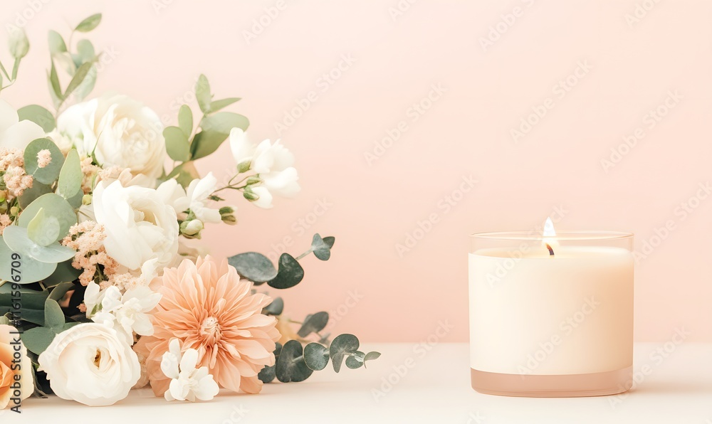 Aromatherapy Candle Image clean simple ,generation AI Aromatherapy Candle Image clean simple ,generation AI