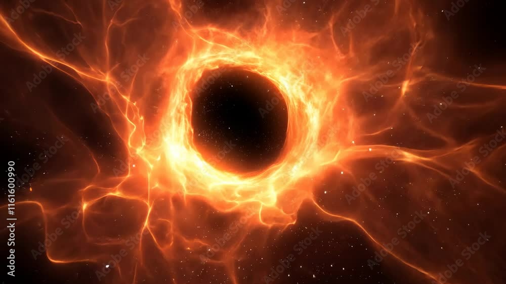 Stunning Cosmic Portal with Fiery Halo and Starry Background in Deep Space Stunning Cosmic Portal with Fiery Halo and Starry Background in Deep Space