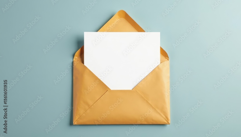 Plain brown envelope, blank white card inside, folded, concept Plain brown envelope, blank white card inside, folded, concept