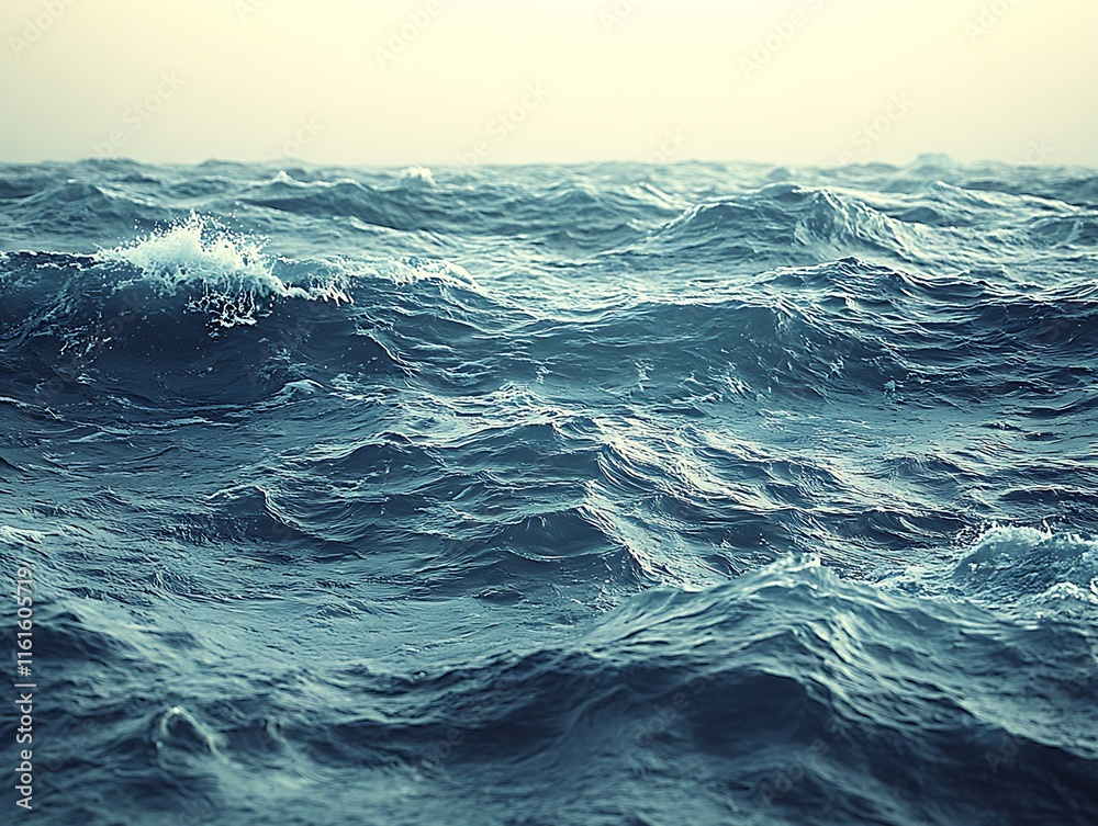 Fototapeta premium Rolling Ocean Waves Under a Cloudy Sky