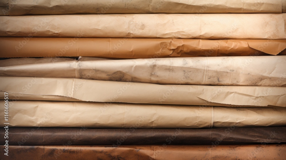 Stacked textured brown papers in various shades Stacked textured brown papers in various shades