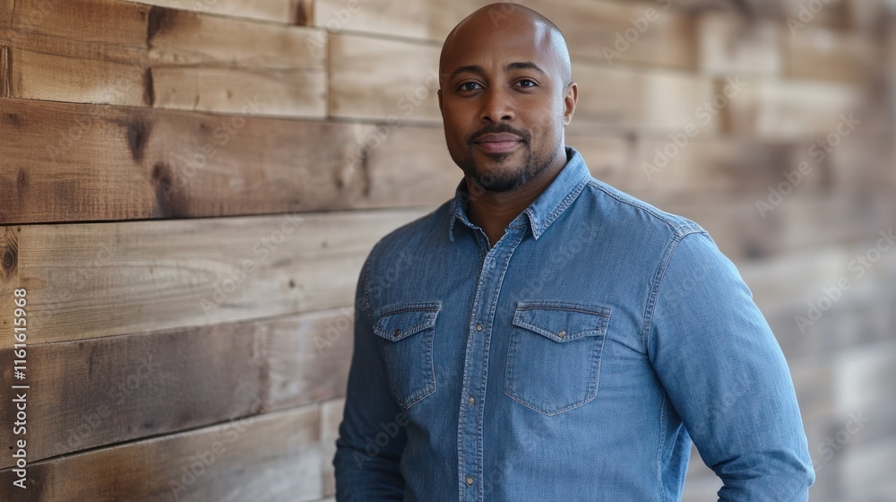 Entrepreneur in startup style, redefining leadership in a relaxed denim shirt. Entrepreneur in startup style, redefining leadership in a relaxed denim shirt.