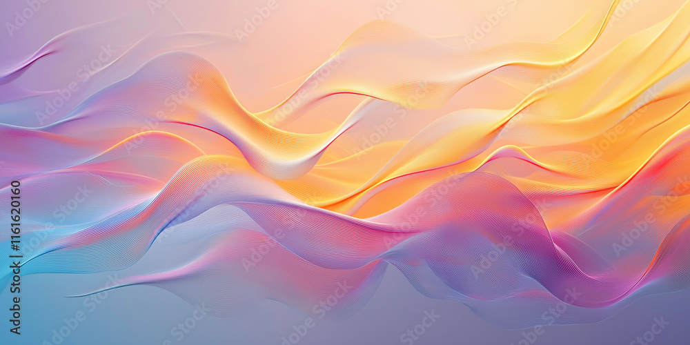 Fototapeta premium Pastel colored abstract waves flowing gently creating a beautiful background