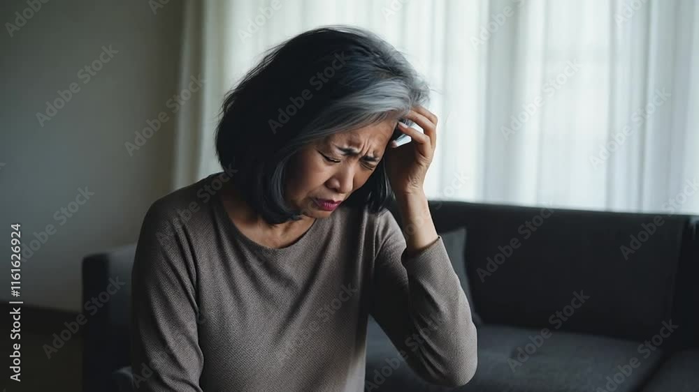 Woman feeling depressed and sad at home