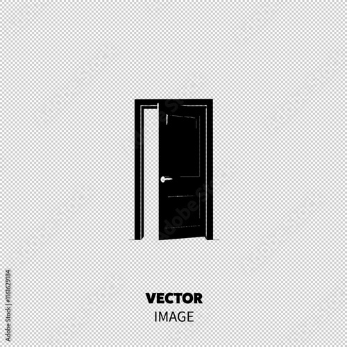 A stylish black door slightly ajar, inviting curiosity and exploration.