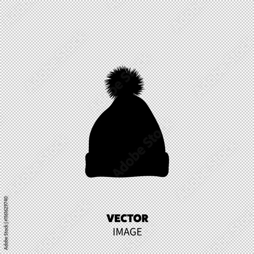 A stylish black beanie with a fluffy pom-pom on top, perfect for winter fashion.