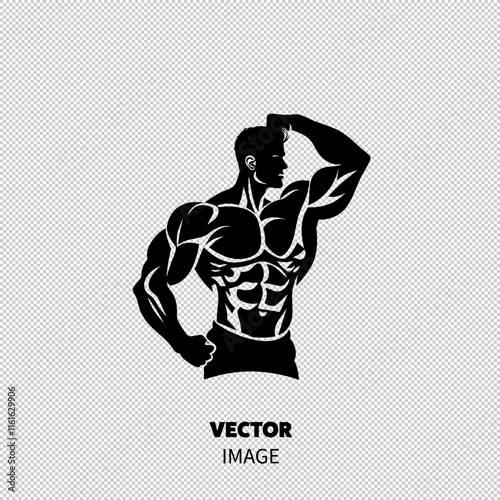 Silhouette of a muscular male figure showcasing strength and fitness.