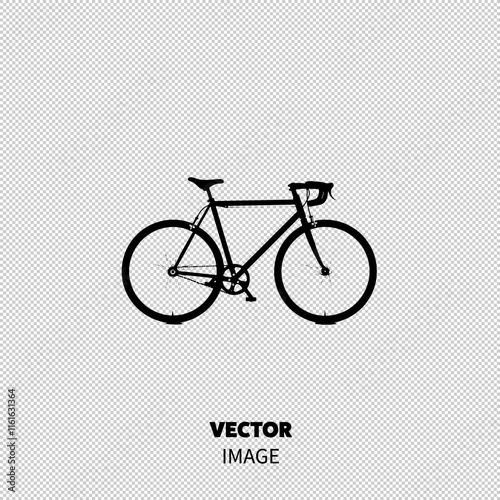 A sleek black bicycle silhouette against a clean, white background, showcasing modern design.