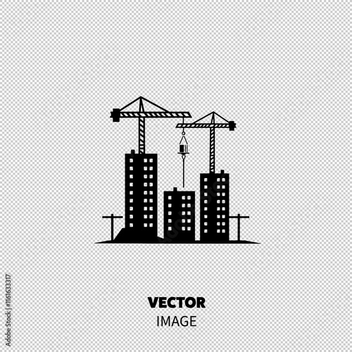 Silhouetted construction site with cranes working on high-rise buildings, symbolizing urban development.