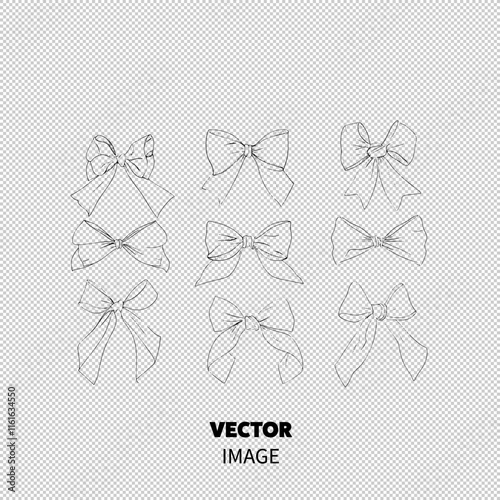 Elegant assortment of nine intricately designed fabric bows, showcasing various styles and textures.