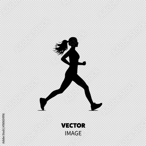 Silhouette of a young woman jogging, capturing motion and determination in a dynamic pose.