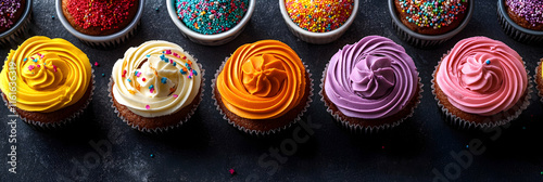 Colorful Swirl Cupcakes Decorated with Sprinkles