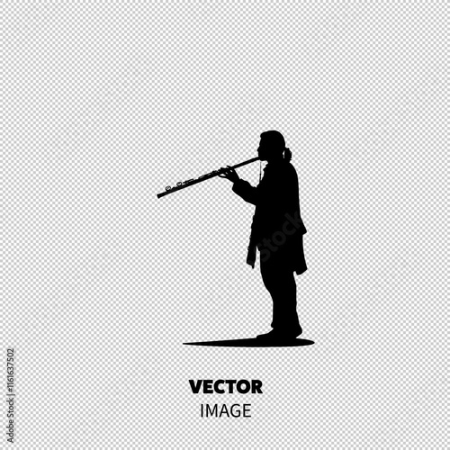 Silhouette of a male musician playing the flute, creating a serene ambiance with soft lighting.