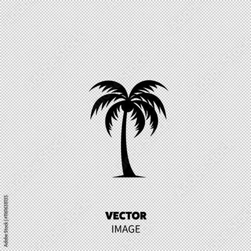 Silhouette of a palm tree against a minimalistic background.