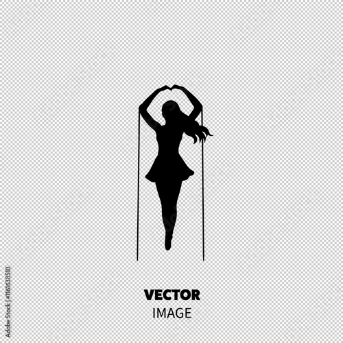 Silhouette of a graceful female dancer forming a heart shape with her hands, exuding elegance and passion.