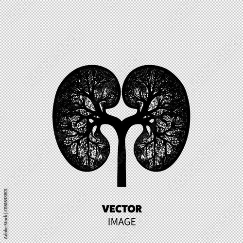 Artistic representation of human kidneys symbolizing life and nature, featuring intricate tree-like structures.