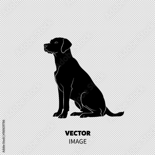 A sleek black silhouette of a sitting dog, showcasing its graceful posture.