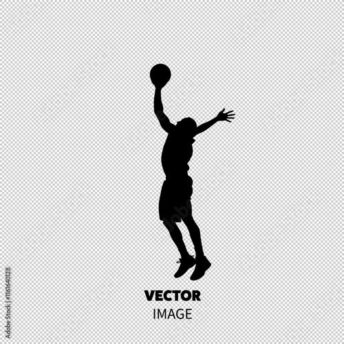 A male athlete leaps with determination to perform a slam dunk, showcasing strength and athleticism.
