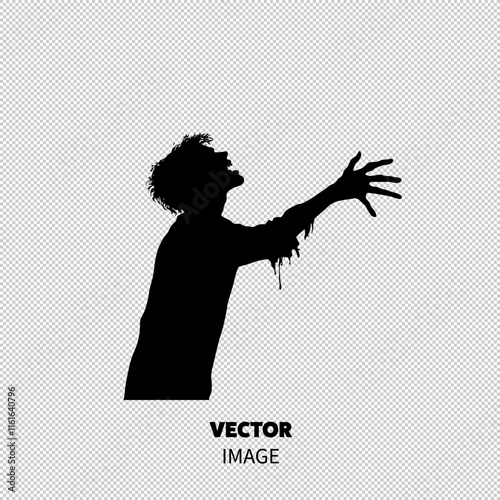 Silhouette of a male figure reaching out dramatically, evoking a sense of urgency or despair.