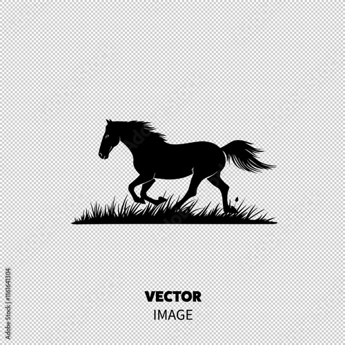 A graceful silhouette of a running horse amidst tall grass.